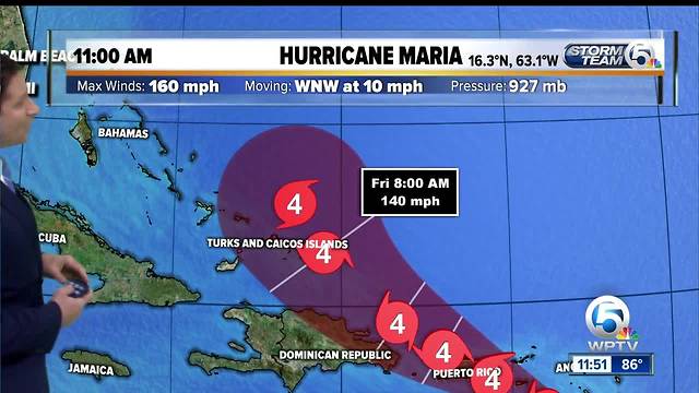 11 a.m. update: Cat. 5 Hurricane Maria has winds of 160 mph