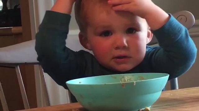 Cute Toddler Boy Makes Helicopter Sounds At Meal Time