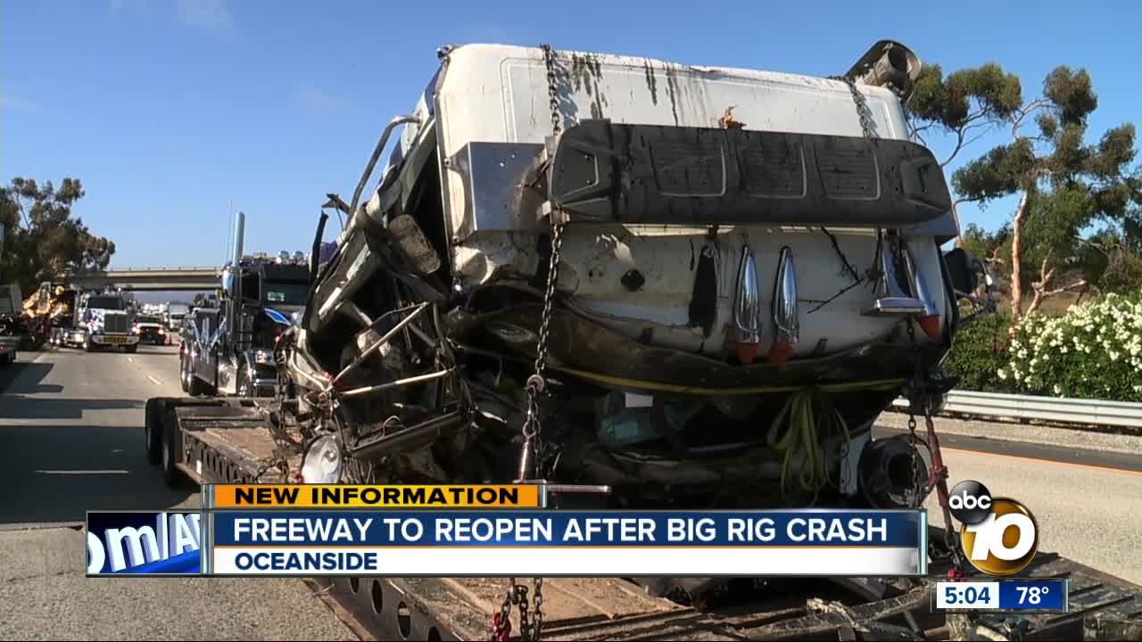 Freeway to reopen after big rig crash
