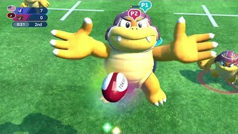 Dads vs son on Mario and Sonic Olympics Rugby matchup