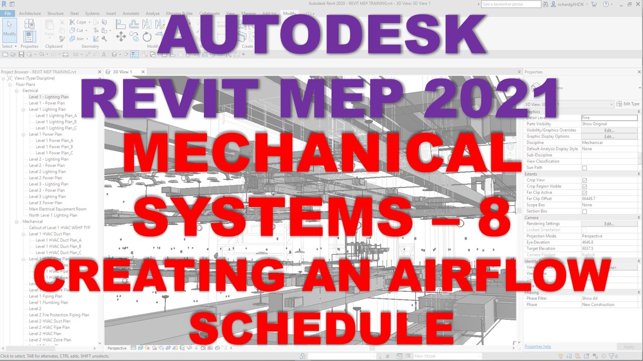 Autodesk Revit MEP 2021 - MECHANICAL SYSTEMS - CREATING AN AIRFLOW SCHEDULE