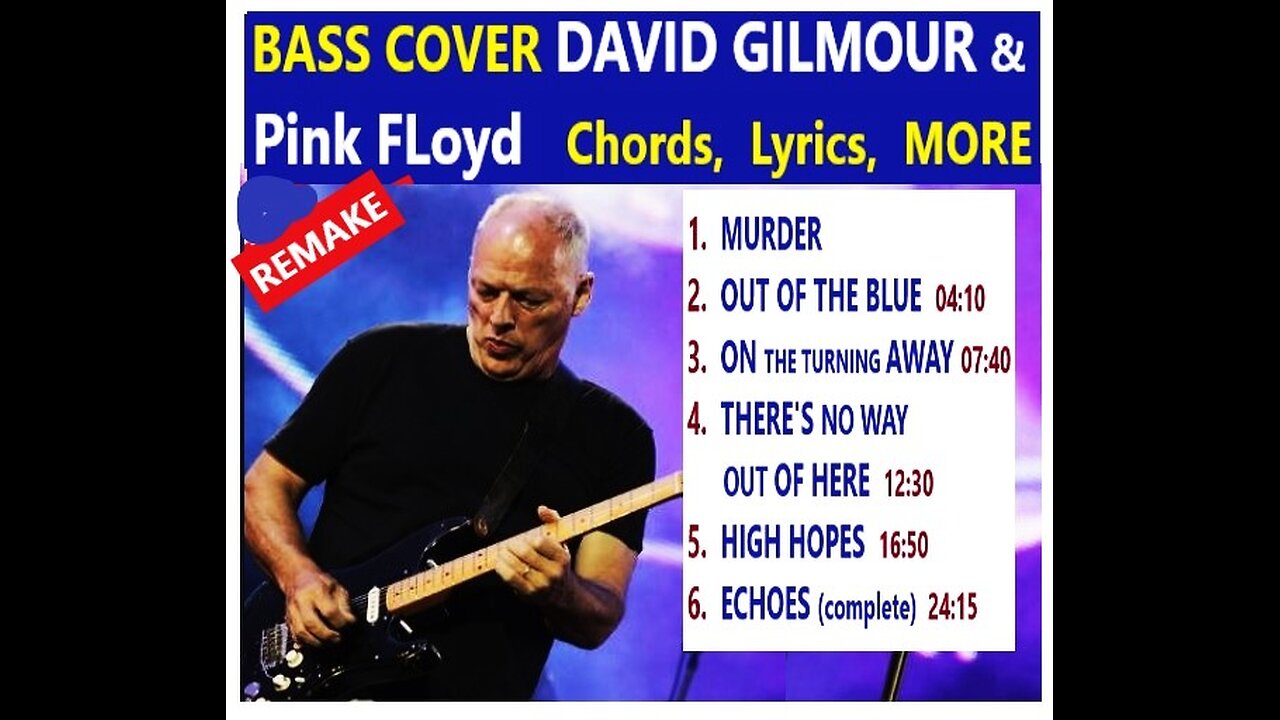 Bass cover (Corrected) GILMOUR + Pink Floyd __ Chords, Lyrics, MORE