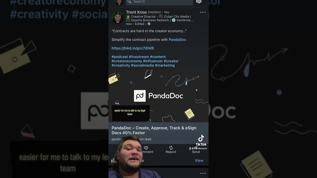 “Contracts are hard in the creator economy…” Simplify the contract pipeline with PandaDoc #repurpos