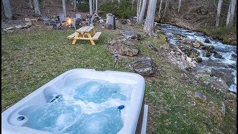 Smooth hot tub ASMR near a mountain stream 1 hour favorite