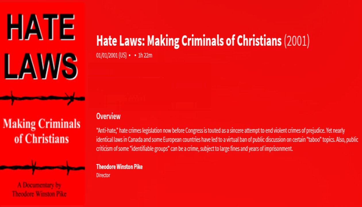 HATE LAWS: MAKING CRIMINALS OF CHRISTIANS - 2001 DOCUMENTARY | TRUTH ABOUT THE ADL