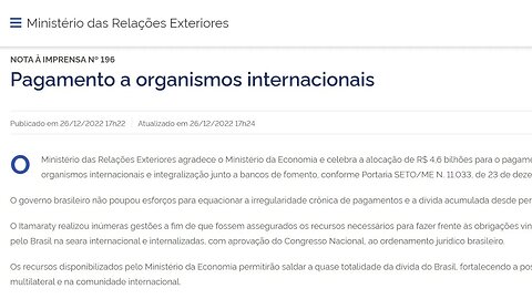 PAGAMENTOS A ORGANISMOS INTERNACIONAIS