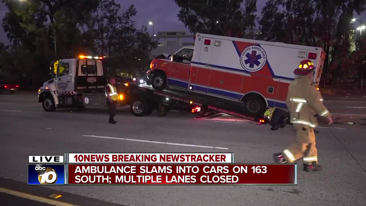 Ambulance crashes into vehicles on SR-163