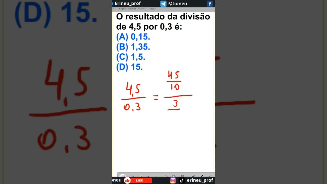 4,5 dividido por 0,3