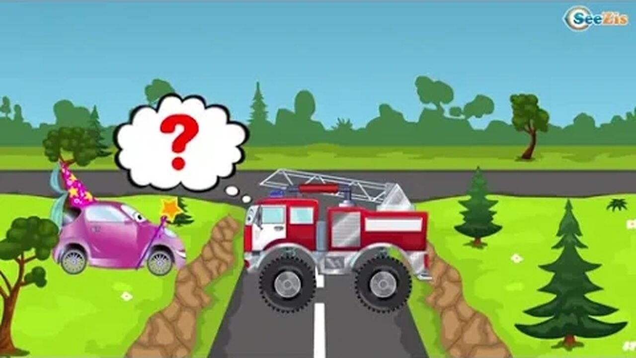 The Red Fire Truck puts out the Fires I Car For Kids Cartoon