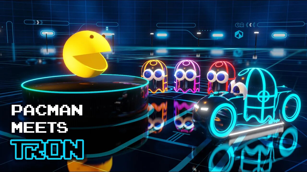 Pacman Meets Tron: 3D Pacman Adventure Animation