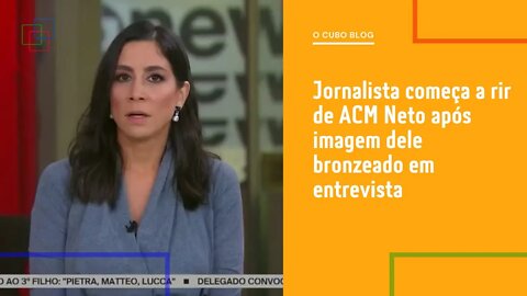 Jornalista começa a rir de ACM Neto após imagem dele bronzeado em entrevista
