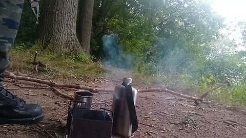 make coffee in my fire box stove with pathfinder scout kit this in the woods