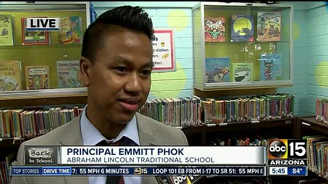 ABC15's Danielle Lerner talks with principal of Abraham Lincoln Traditional School on its first day back!