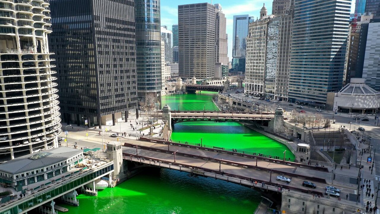 Chicago River Turned Green Ahead Of St. Patrick's Day