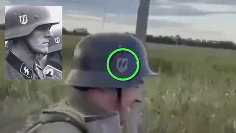 Ukro-Nazis with Waffen SS helmets humiliating Russian elder in Kursk region