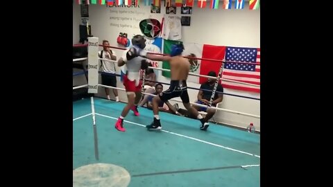 Shakur Stevenson sparring Fernando Vargas’s son Amado Vargas