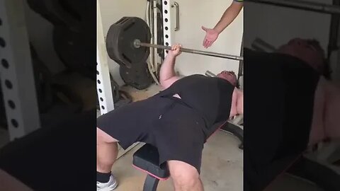 Middle Aged Man Bench Press Challenge (315lbs x 5 reps)