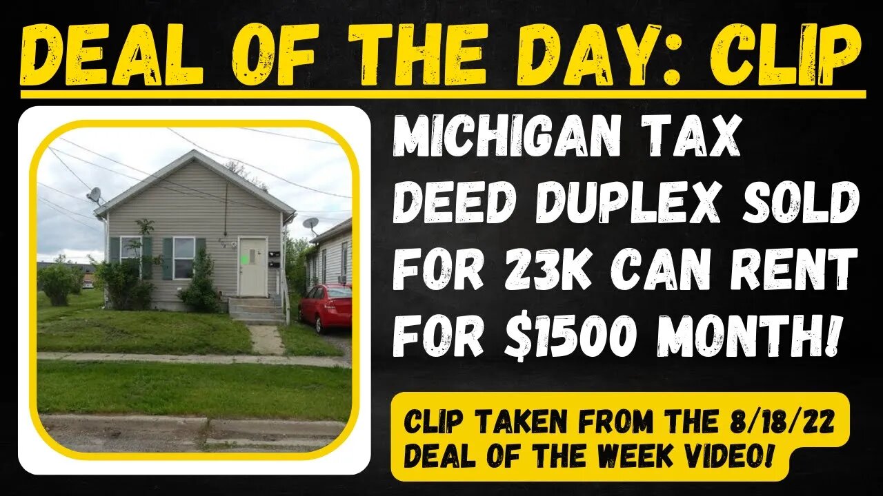 Tax Deed Duplex Sells for $23,000! Can Rent for $1500+ Month... Tax Sale Property!