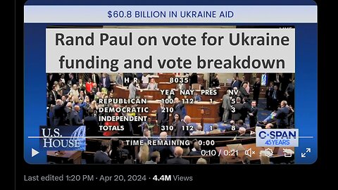 Rand Paul on House of Rep giving Ukraine money while waving flag