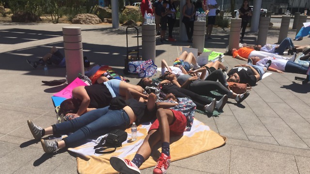 Students participate in National Die-In Day protest at Las Vegas City Hall