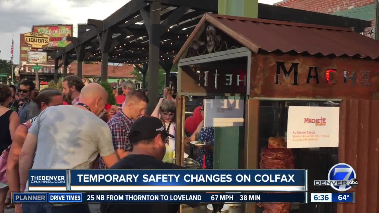 Temporary safety changes on Colfax