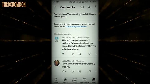 2022 03 28 15 documenting threats to mass report my Channel so all the evidence is destroyed