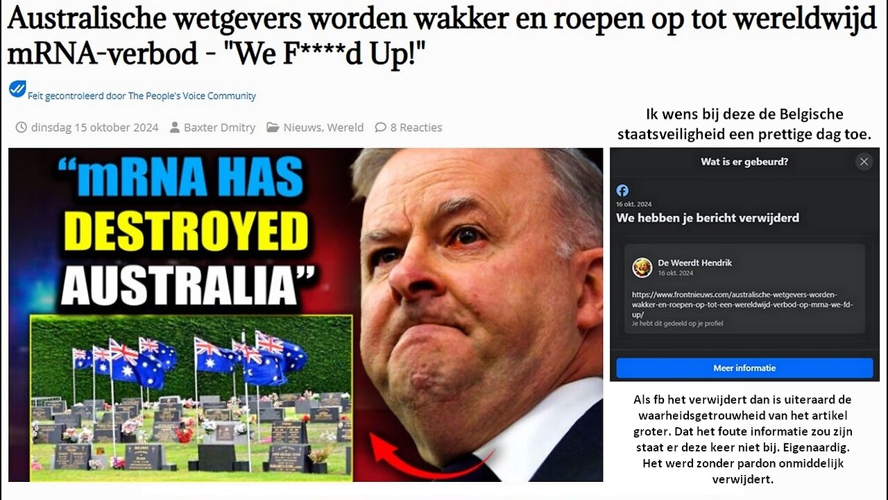 Australische wetgevers worden wakker en roepen op tot wereldwijd mRNA-verbod.