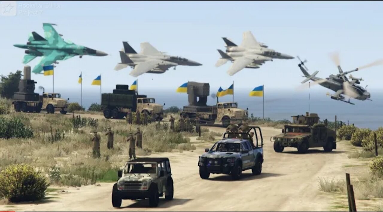 Russia Ukraine War | Russian Airstrikes to Destroy NATO Army Weapons Convoy - GTA 5