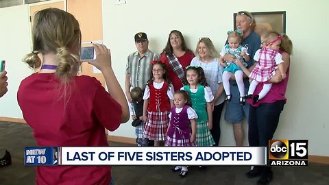 Last of five sisters adopted into same family on National Adoption Day