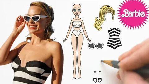 COMO DESENHAR BONECA DE PAPEL - MAIÔ LISTRADO DA BARBIE #bonecadepapel #barbiemovie #paperdolls