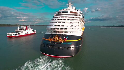 Disney Dream cruise ship Southampton 30th August 2023 4k drone + timelapse departure