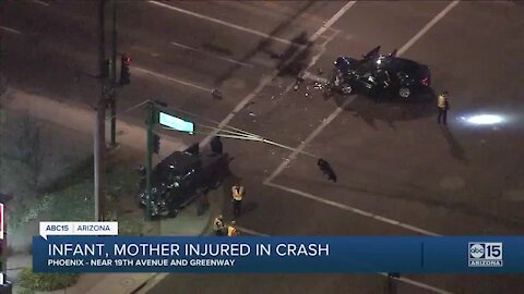 FD: Woman, baby injured in T-bone crash near 19th Avenue and Greenway