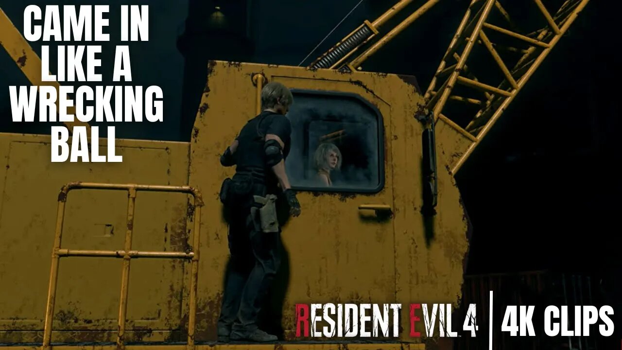 Ashley Uses A Wrecking Ball While Leon Covers Her | Resident Evil 4 Remake 4K Clips