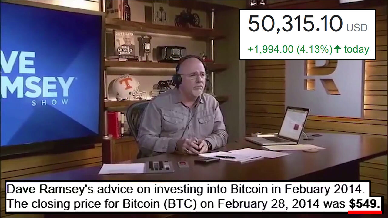 2014: Dave Ramsey told his followers that buying Bitcoin was Stupid and a Terrible Investment 🤦‍♂️