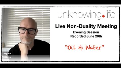 "OIL & WATER" - Live Non-Duality Meeting Recorded June 30th 2022