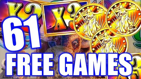 WOW 61 FREE GAMES on BUFFALO GOLD HIGH LIMIT SLOT MACHINE