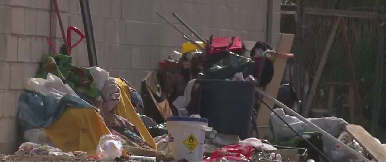 Homeless camp taking over pedestrian bridge in east Las Vegas