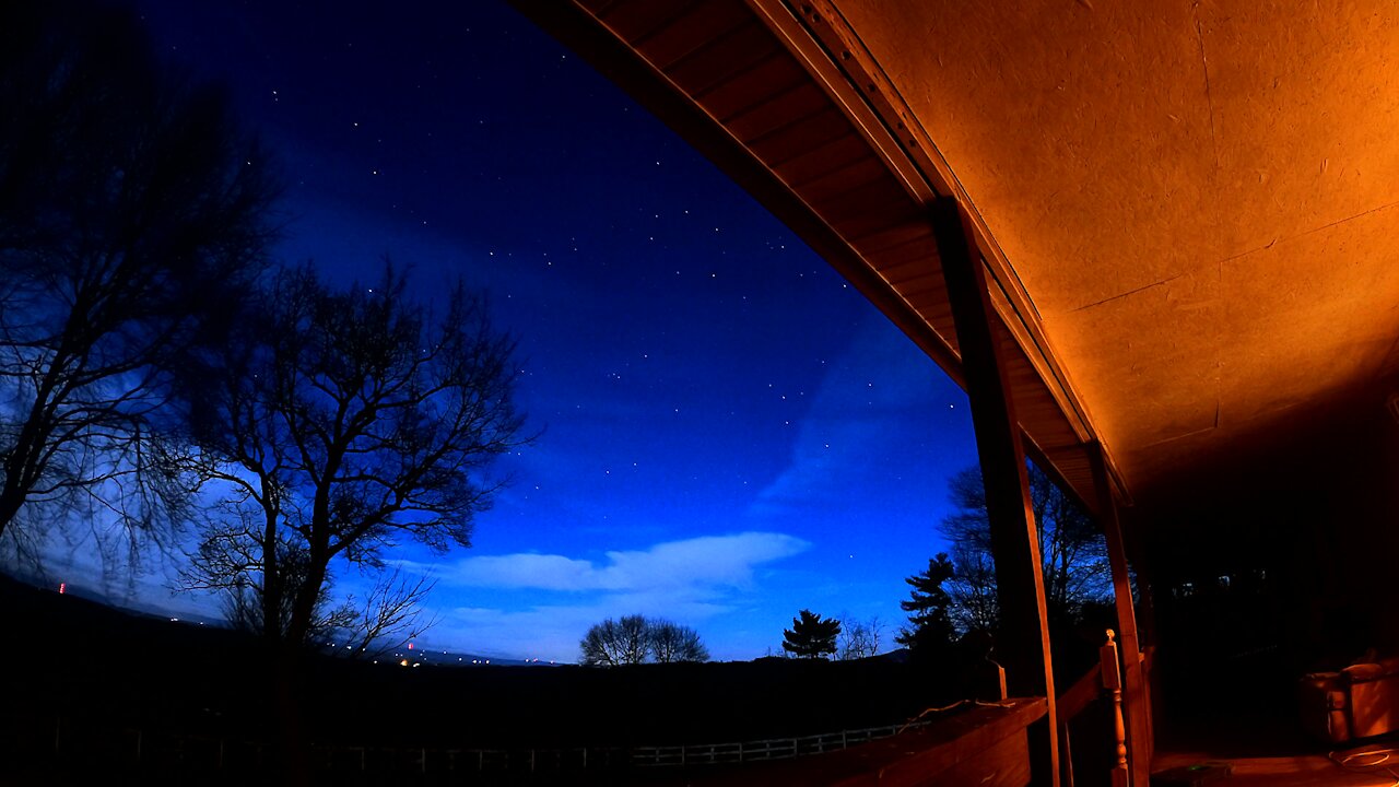 4K New Years Eve Mountain Sunset and Star Lapse With a Mini Snow Man and Cows!