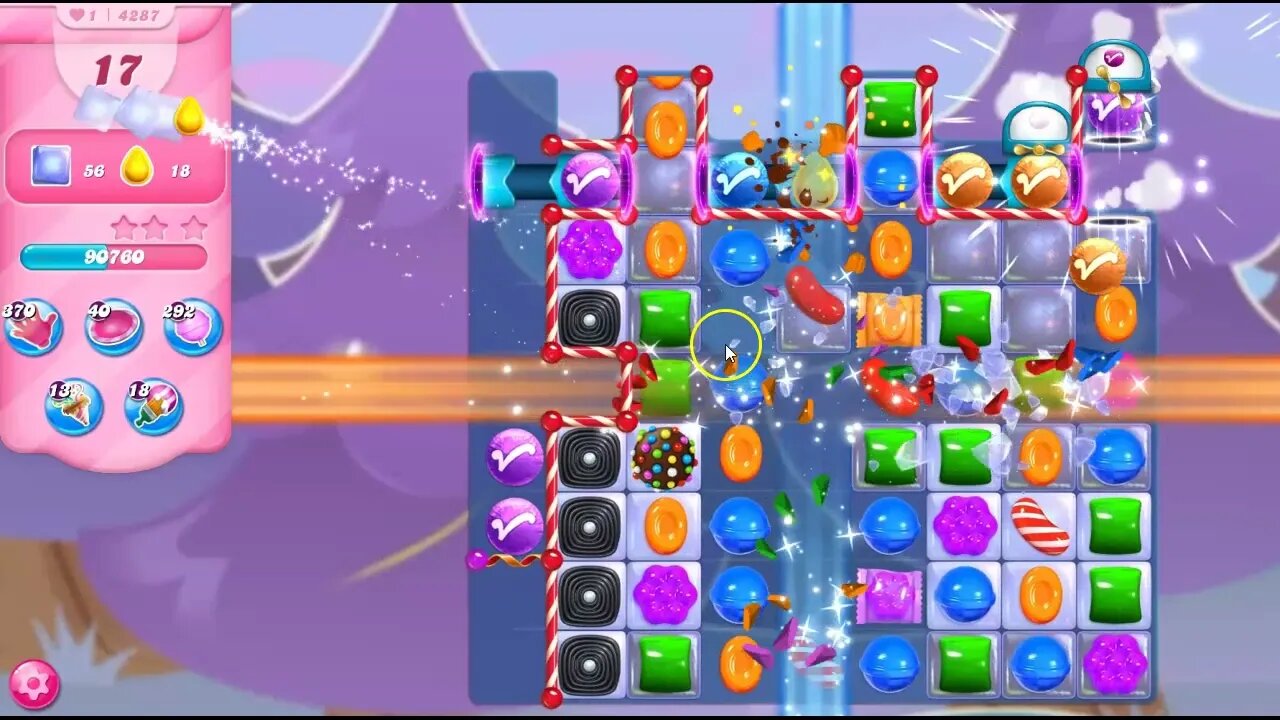 Candy Crush Level 4287 Talkthrough, 29 Moves 0 Boosters