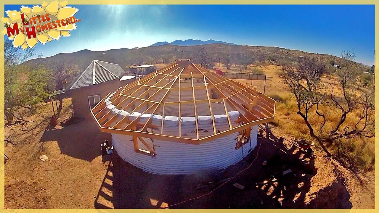 Reciprocal Roof Fascia | Framing Complete! | Underground Earth Bag Building | Weekly Peek Ep64