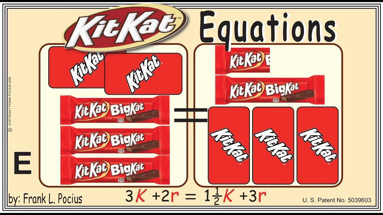 VISUAL KITKAT BIG 3K+2r=1.5K+3r EQUATION _ SOLVING BASIC EQUATIONS _ SOLVING BASIC WORD PROBLEMS