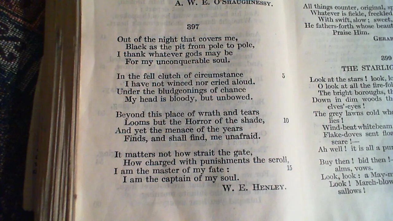 Out of the night that covers me - W. E. Henley