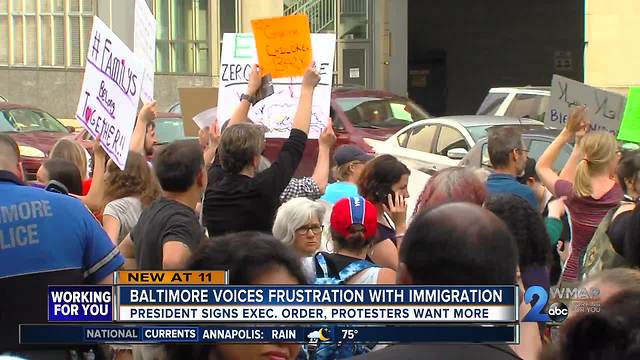 Hundreds chant "Shame!" at Anti-ICE protest in Baltimore