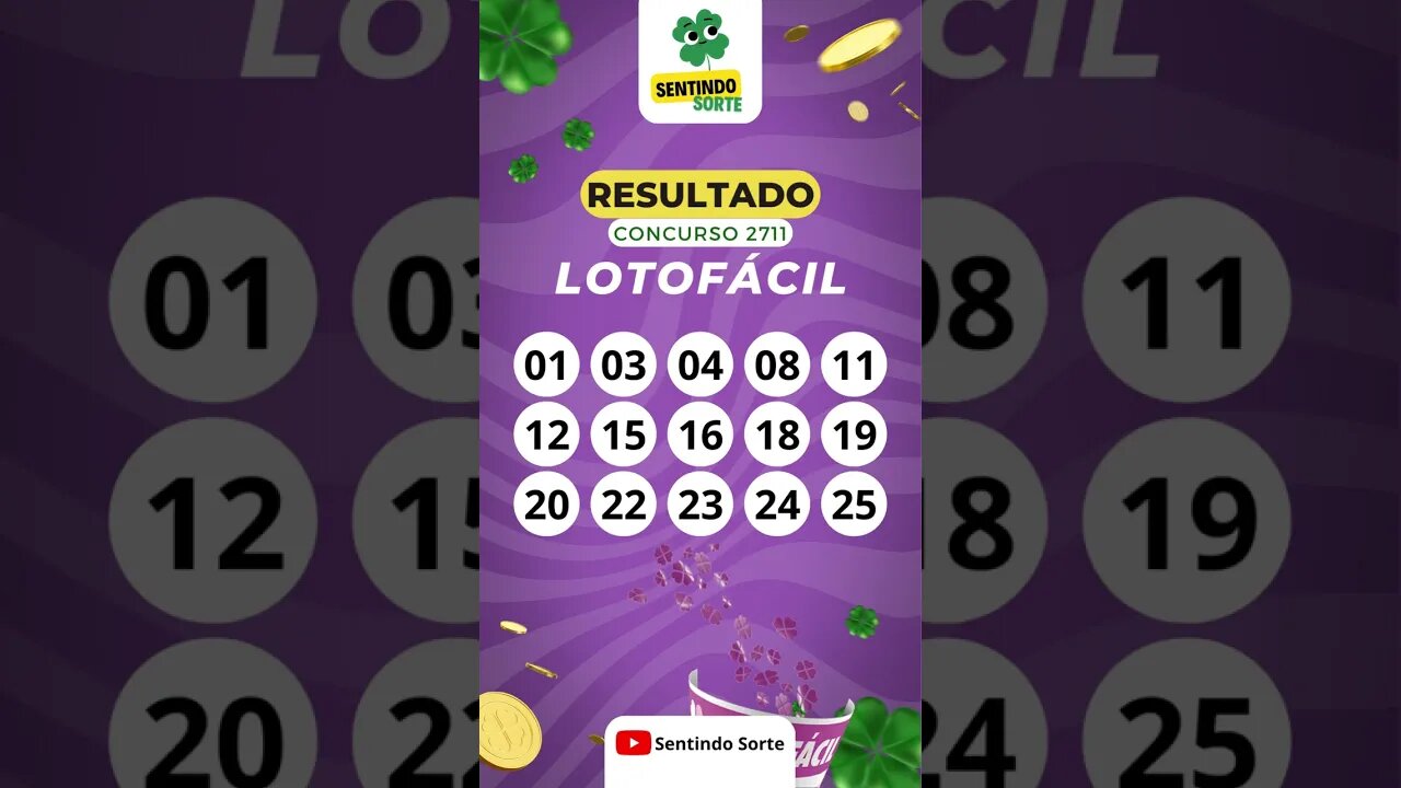 🍀 Resultado LOTOFACIL 2711 | Sentindo Sorte #shorts