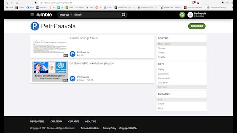 Rumble Petri Paavola videokanava