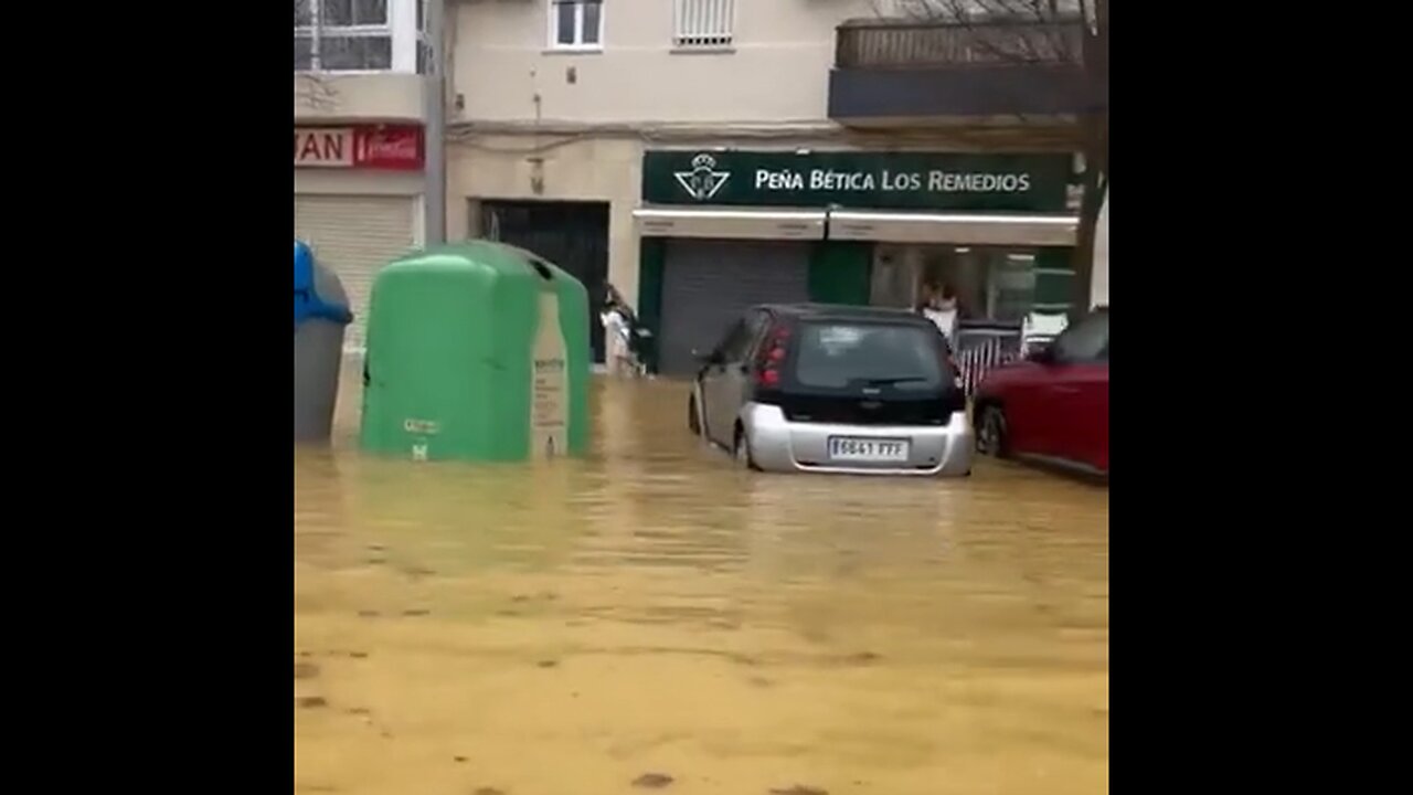 Major flood in Los Remedios of Seville, Spain