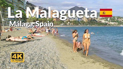 Playa de la Malagueta Malaga Beach Walk 4K Explore Costa del Sol Best Beach 🇪🇸