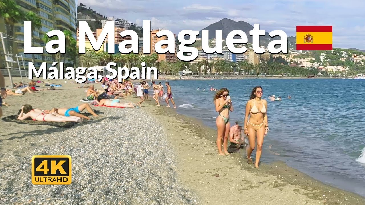 Playa de la Malagueta Malaga Beach Walk 4K Explore Costa del Sol Best Beach 🇪🇸