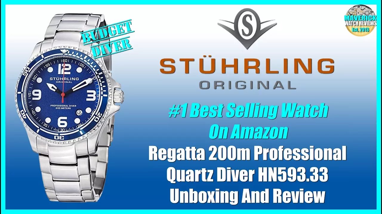 #1 Watch On Amazon | Stuhrling Original 200m Professional Quartz Diver HN593.33 Unbox & Review