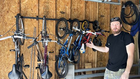 Adjustable 6 Bike Hangers for Garage, Extended Rail to Accommodate Various Bicycle Sizes, Heavy-Duty